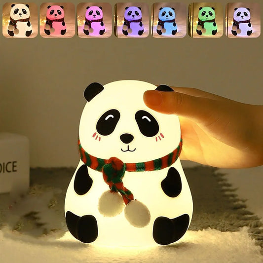 Silicone Panda Night Light, 7-Color LED Changing Lamp