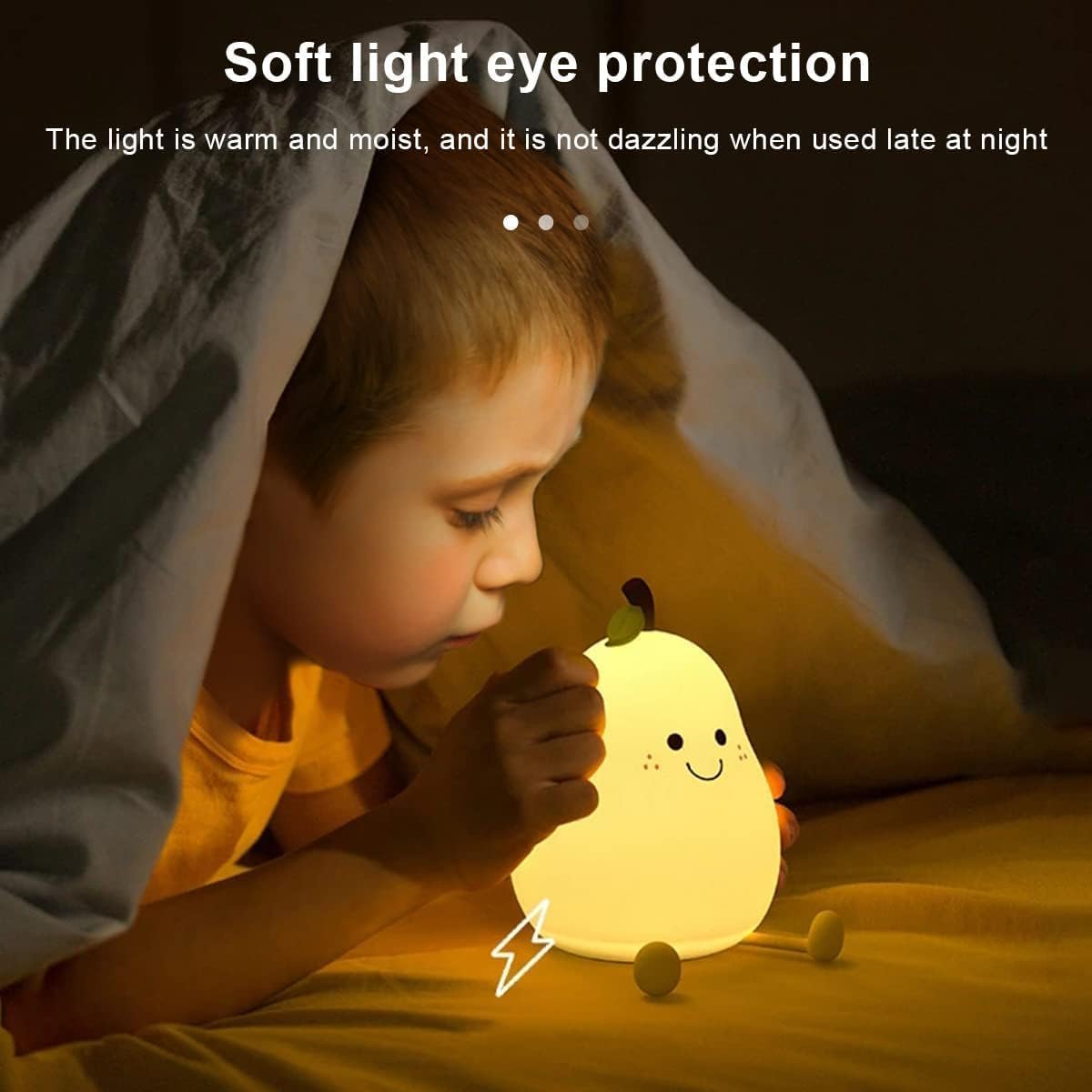 Cute Pear Silicon Night Lamp with Touch-Control Color-Changing LED Light