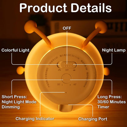 Cute Pear Silicon Night Lamp with Touch-Control Color-Changing LED Light