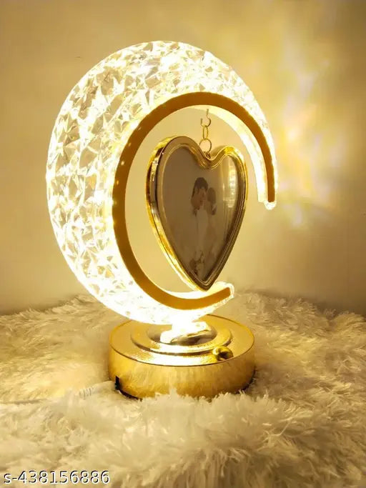 Half Moon LED Crystal Lamp Heart Photo Frame for Gift